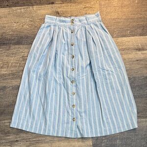 Striped Button-Down Midi Skirt